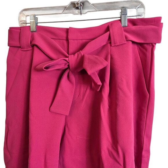 Curations Shorts Womens Large Pink Paperbag Waist Belted Pleated Pockets New - Picture 3 of 16